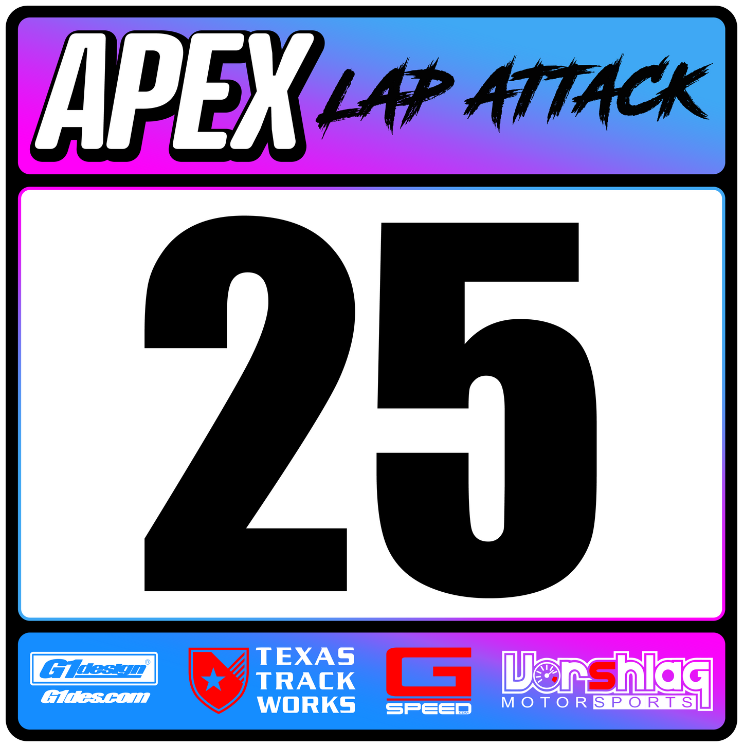 Apex HPDE Lap Attack Number Board Set (QTY2)